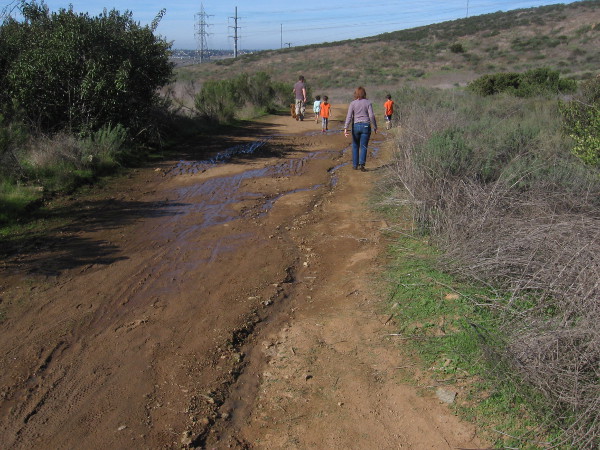 Starting up the trail, which was muddy in spots.