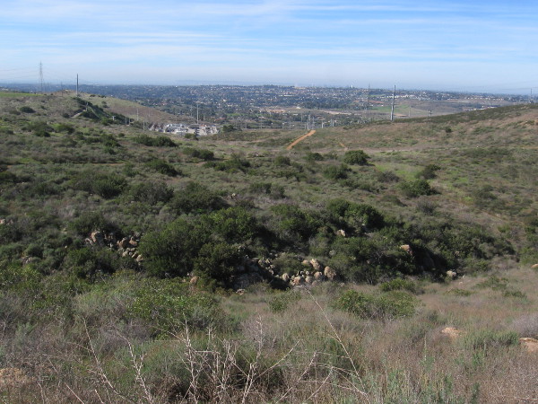 Looking down after climbing for a bit. I could see downtown San Diego and Point Loma in the far distance.