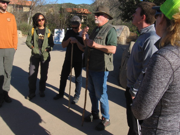 One of two experienced animal trackers addresses our group near the Mission Trails Visitor Center before we begin our adventure.