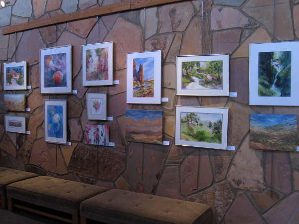 Colorful artwork depicting nature's beauty on display in the art gallery at the Mission Trails Regional Park Visitor Center.