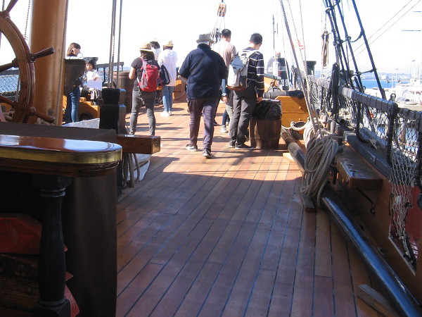 The finished decking on HMS Surprise's quarterdeck is very beautiful and should last many years.