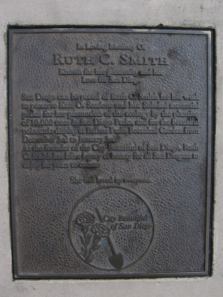 Ruth C. Smith, founder of the City Beautiful of San Diego, has left a legacy of beauty for all San Diegans to enjoy for years to come.