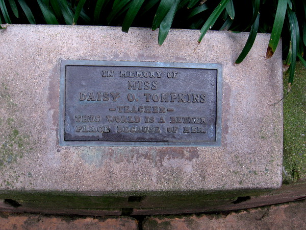 In Memory of Miss Daisy O. Tompkins, Teacher. This world is a better place because of her.