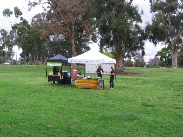 The nearby Little Italy Farmer's Market has been closed due to the coronavirus pandemic, and these guys had moved to a secluded spot on the grass near Sixth Avenue, hoping for some business.