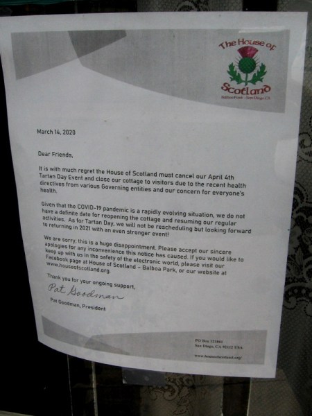 The House of Scotland at the International Cottages has cancelled its upcoming Tartan Day event.