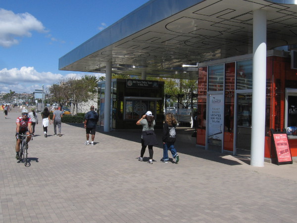 Even though the pavilions by the Broadway Pier were closed, many were enjoying sunshine along San Diego's Embarcadero.