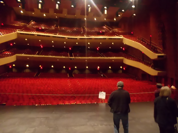 Looking out from the stage upon thousands of empty red seats!