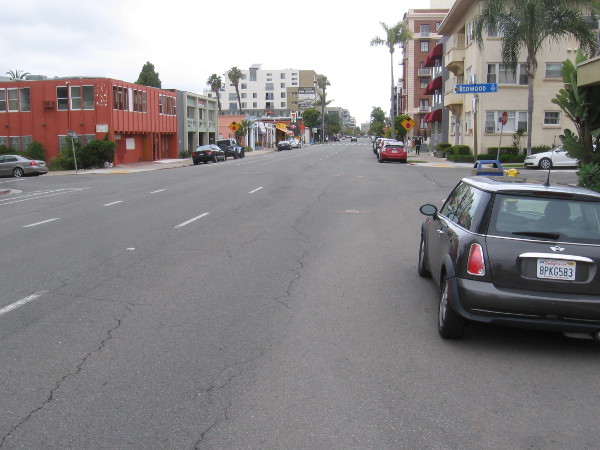 Fifth Avenue in Bankers Hill has almost no traffic.