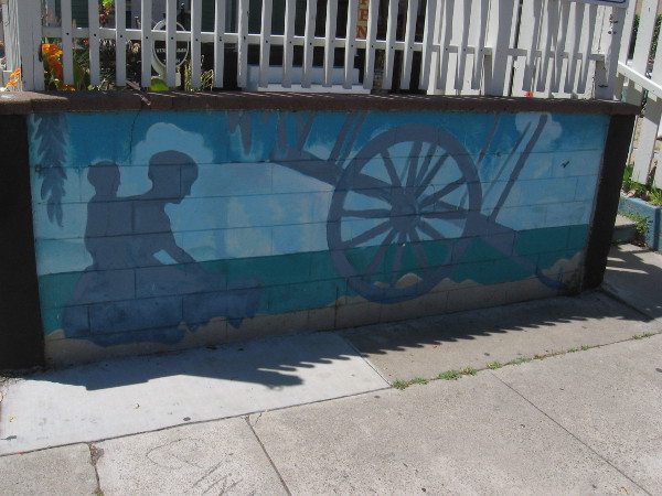 Mural in front of a couple businesses on Congress Street depicts the early days of San Diego.