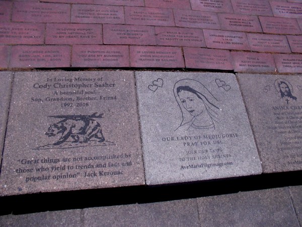 Brick pavers in the small courtyard raised money for programs that help the Earth's oceans.