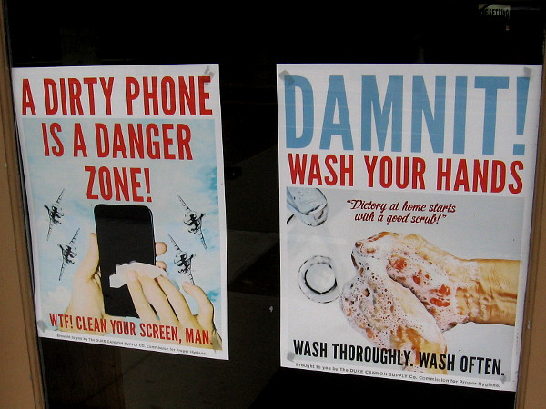 A dirty phone is a danger zone! Damnit! Wash your hands. Victory at home starts with a good scrub!