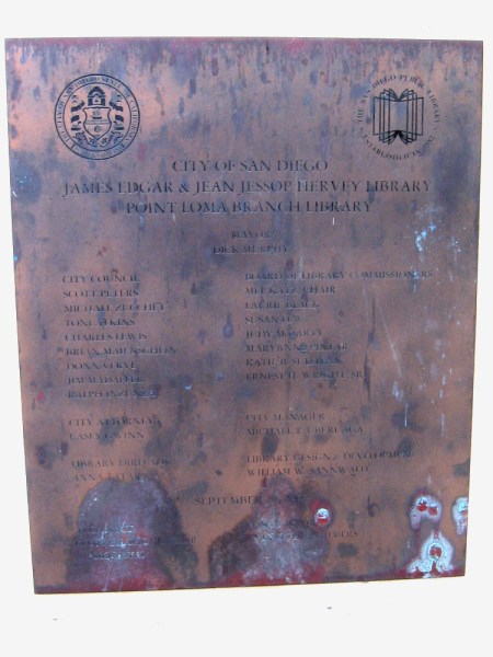 Dedication plaque near library's front entrance. Dated September 20, 2003.