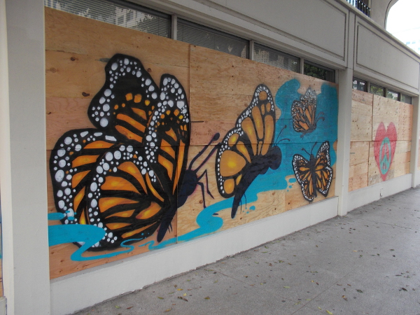 Butterflies take flight.