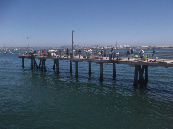 The pier is filled almost end to end with people.