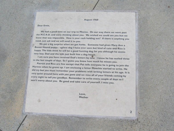 Dear Ernie...If there is anything you need, just ask and we will send it to you...Remember to write every couple days so I don't worry about you. Be good and take care of yourself. I miss you. Love, Mother