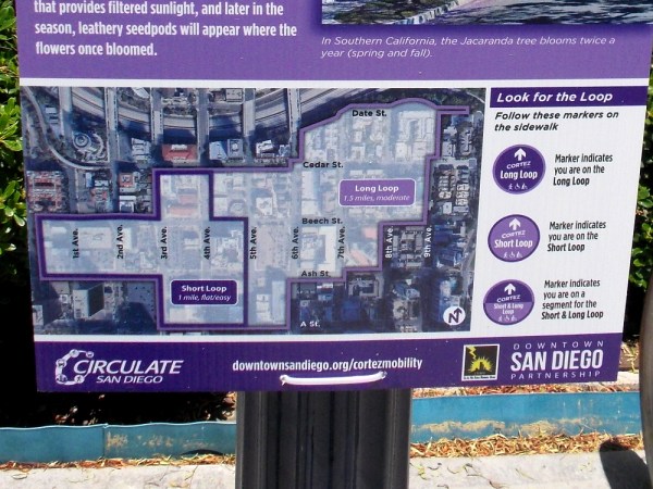 Satellite map shows Short and Long Loop in downtown San Diego's Cortez Hill neighborhood.