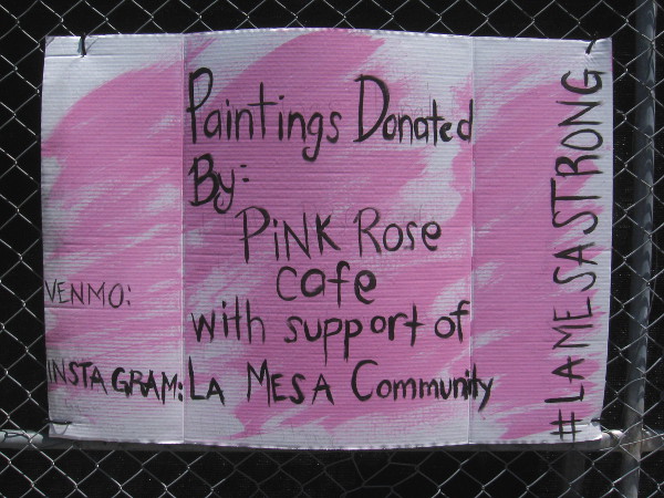 Paintings donated by Pink Rose Cafe with support of the La Mesa community.