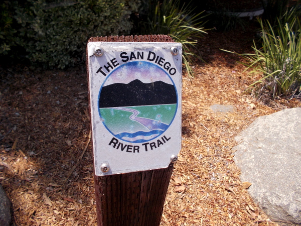 Marker beside the San Diego River Trail in Santee.