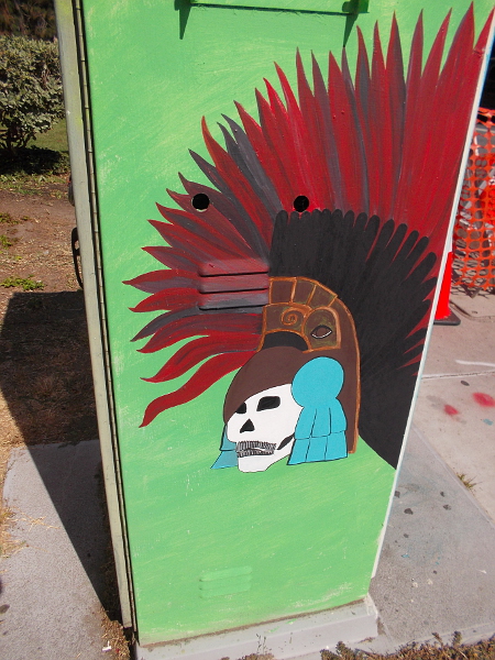 Aztec skull imagery.