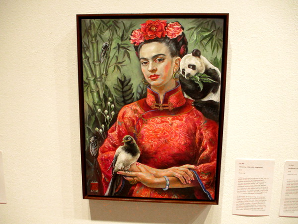 Welcoming Frida to My Imagination, by artist Lin Wei, 2018. Oil painting.