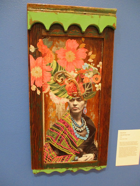 Frida with Flower Crown, by artist Betsy Gorman, 2018. Mixed media collages.