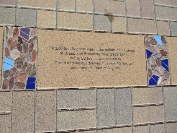 A 100 foot flagpole was in the middle of the street at Grand and Broadway from 1927-1944...