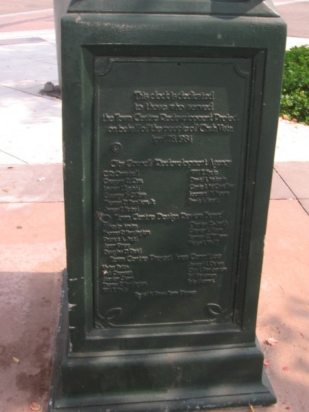 The street clock was dedicated on April 28, 1984.