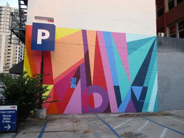This colorful WOW mural is by Pandr Design Co., who've done work all over San Diego. Their artwork can also be found at various Major League Baseball stadiums!