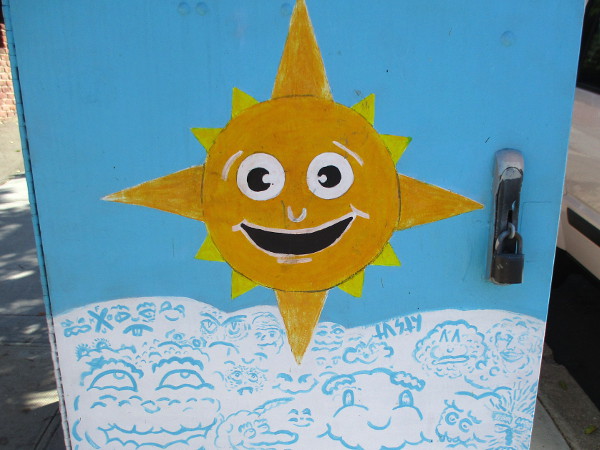 A happy sun shines above a confusion of living clouds.