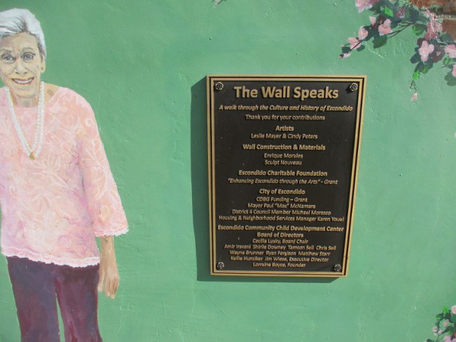 The Wall Speaks mural was painted by artists Leslie Mayer and Cindy Peters.