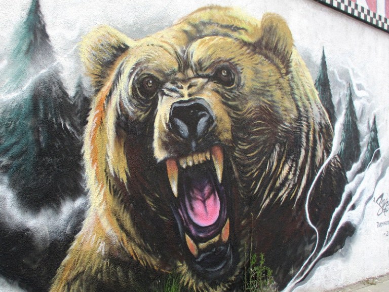 Raging bear on a City Heights tire shop! – Cool San Diego Sights!